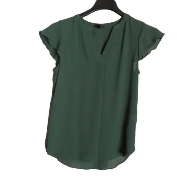 J Crew Green Flutter Sleeve Top sz 6 - Picture 1 of 6